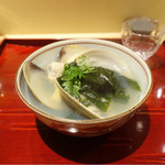 銀座 しのはら - 2017/3_蛤と新若布の鍋（吸い物風）