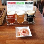 TOKYO隅田川ブルーイング - クラフトビール3種飲み比べセット(850円)と生ハム