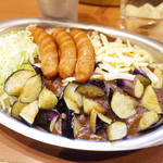 カレーの市民アルバ - ウィンナーカレー(750円)⁺チーズ(100円)+ナス2倍(18円×2)