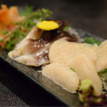 魚貝三昧 彬 - 貝の３点盛り（赤貝・ほたて・とりがい）＠1780円