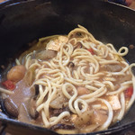 山女庵 - 猪鍋 うどん投入