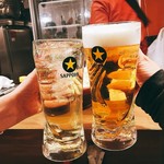 チカ酒場のり - ▲ハイボールと生‼︎立ち飲み屋カウンターにて！