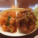 台南担仔麺 - 油淋鶏と海老チリ