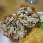 食彩たまな - メンチ割ったトコ(2017年3月)