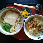 ミニ丼セット・Aセット（桜えびかき揚げ天丼（小）、きつねうどん)