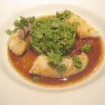 ロドラント ミノルナキジン - スズキのポワレとクスクス　バルサミコソース