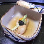 つる幸 - 蓮根餅の海胆のせ、小芋の素揚げ。