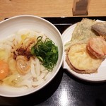 二代目 甚八 - 伊勢うどん(玉子のせ）＋野菜天