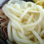 Sanukiudontsubaki - 「かやくうどん中」自家製のエッジが立った太麺・牛バラ肉