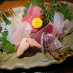 梅月 - 刺身御膳の刺身盛合せ