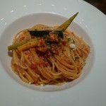 Italian Bar Spello - 鶏ミンチとズッキーニのトマトソースパスタ