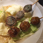 やきとり 赤兵衛 - しそ巻き、つくね