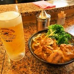 南海そば - 生ビール ＆ 鶏なんばうどん