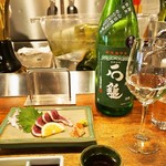 天満炭火焼鳥わっちょい - ツムラ本店 河内鴨のタタキ ＆ 石槌 純米吟醸