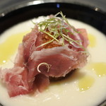 新玉葱のズッパとアランチーニのフリット