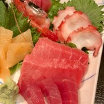 竹家寿し - 上刺身定食(\1,580)　まぐろ・中トロ・たこ・甘えび