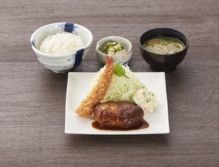 Tonkatsu Mai Sen - 東京Ｘ 手ごねハンバーグ＆エビフライ膳