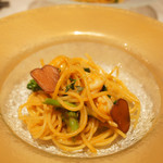 レジーナ イタリアーナ - 足赤海老と菜の花、自家製からすみのスパゲティー
