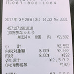 村瀬食品 - 購入時のレシートです。（2017.3 byジプシーくん）
