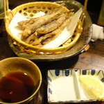 「メヒカリのから揚げ」　・・・まさか古河でたべられるとは♫