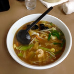 天遊 - 尼崎チャンポン アップ
      あんの色は濃いめだが、味は濃過ぎたりしない。実に良い塩梅で、さすがに『天遊』である。