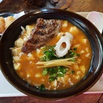 風遊斎 - ピリ辛豆腐スバ(850円)とソーキ追加です。