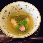 祇園もりわき - 『桜蒸し(葛餡かけ)』～!! 道明寺粉を食紅でピンク色にし、中にぐじ(甘鯛)を包み、塩漬けにした桜の葉で包んで蒸し、葛あんをかけた料理～♪( ^o^)ﾉ