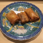 旬菜 おぐら家 - ホタル烏賊と筍の春巻き