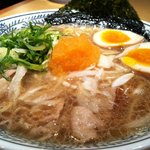 丸源ラーメン - 肉そば（半熟煮玉子入り）　アップ