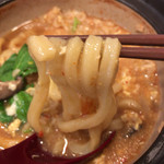 うどん処 杉 - 【2017年04月】赤辛雑炊うどん（辛口）の麺アップ。