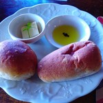 たっぷり野菜とチキンのスープ＆パンのパン2個（2017.3）