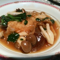 龍天門 - 揚げ豆腐ときのこの煮込み
