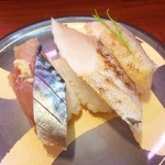 Heiroku Sushi - 旬の通好みセット（金華さば，炙り甘鯛，炙りさわら）