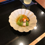 祇園もりわき - うすいマメ豆腐と鯛の白子