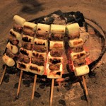 柳家 - よく脂がのった 鴨の皮 の ネギマ。 