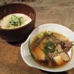 柳家 - 鴨鍋 と 自然薯の麦ごはん。