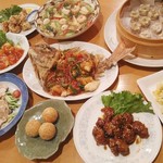 中華飯店 若松 - お魚メイン宴会コース（※要予約・お一人様3000円～・4名様～）※写真のコースは3000円・天然真鯛の甘酢あんかけ他・・質量共ご満足頂けるコースです）