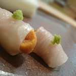 伊勢鮨 - まつかわカレイのうに巻＆ひらめのうに巻