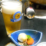 ずぼら - 生ビールとお通し