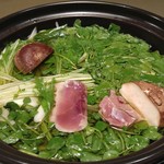 由布院 玉の湯 - 鴨鍋(クレソンを添えて)