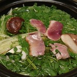 由布院 玉の湯 - 鴨鍋(クレソンを添えて)