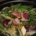 由布院 玉の湯 - 鴨鍋(クレソンを添えて)