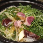 由布院 玉の湯 - 鴨鍋(クレソンを添えて)