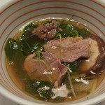 由布院 玉の湯 - 鴨鍋(クレソンを添えて)