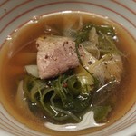 由布院 玉の湯 - 鴨鍋(クレソンを添えて)