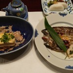 由布院 玉の湯 -  揚げ豆腐、山女魚の焼物