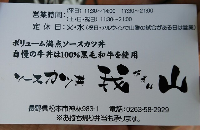 ソースかつ丼 我山 - お店情报
