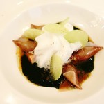 エスパイ クック コウベ - ホタルイカ・粉ツナソースとシジミのエスプーマと共に(*´ω｀)