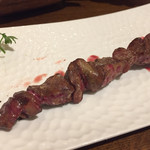 ワインばる Brochette - 白レバー串。