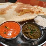 プラティク - カレー2種ランチ　バターチキンカレー、ほうれん草チキンカレー(17-04)